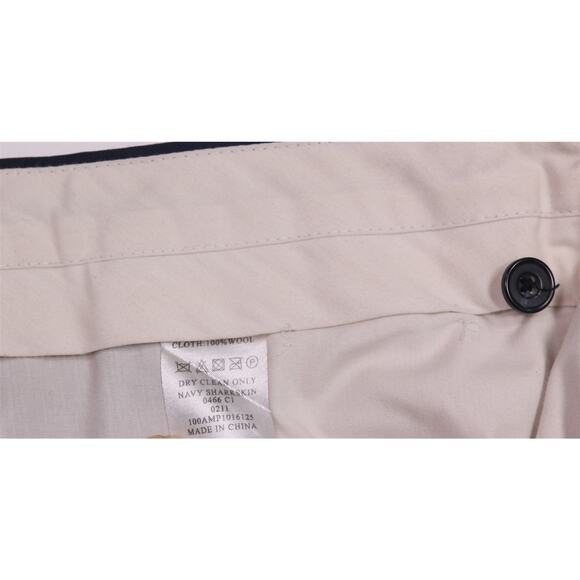 TM Lewin Navy Blue Wool Sharkskin Dress Pants Trousers Flat Front 30x32 - Picture 7 of 7